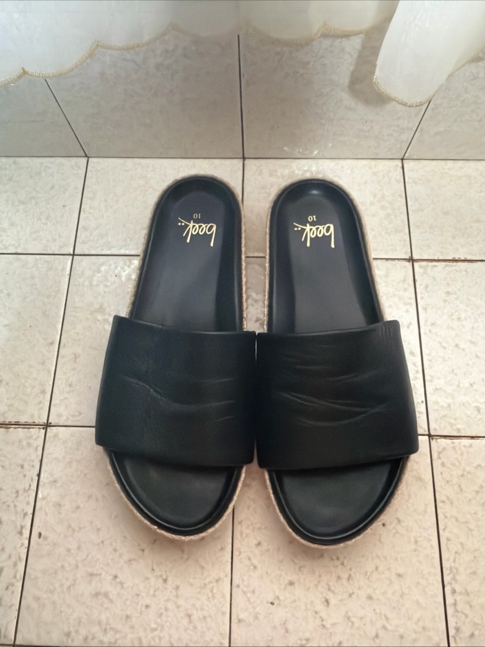 Beek Pelican Jute Black  Slides Sandals Size 10